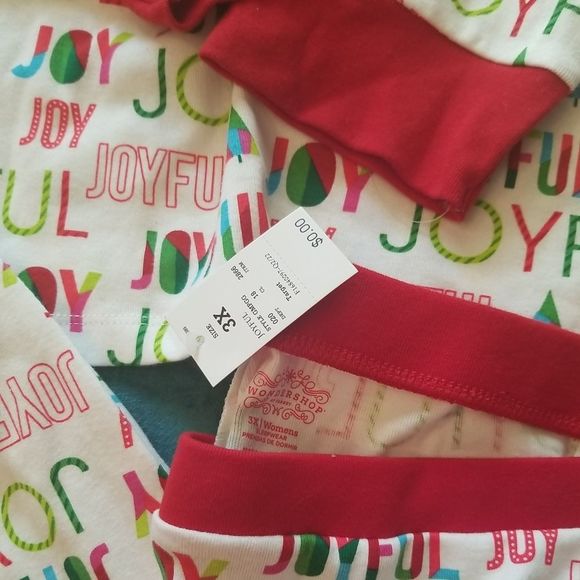 Women's The Wondershop JOYFUL PAJAMA SET Plus Sz. 3X  White Multi colored NWT - Picture 5 of 7
